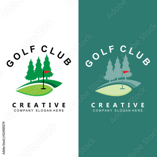 vector icon logo golf ball, stick, and golfing. Outdoor Games, retro concept illustration