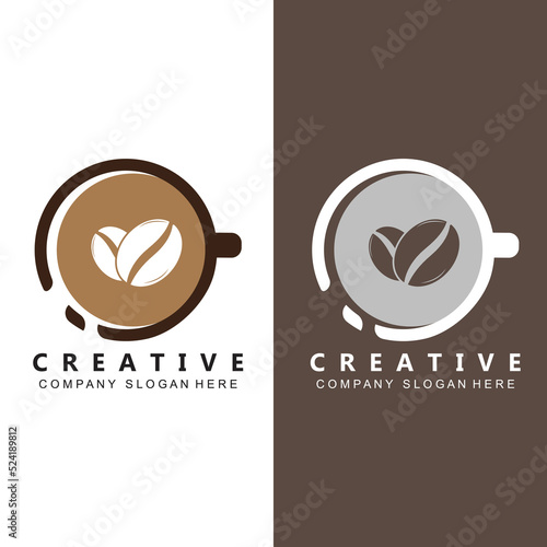 Beans And Coffee Cup Logo Template vector icon design