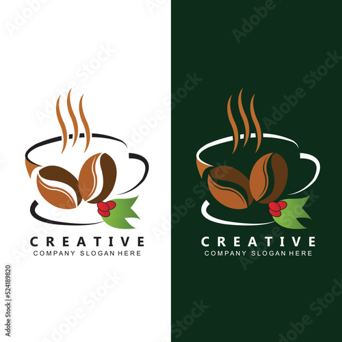 Beans And Coffee Cup Logo Template vector icon design