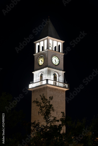 Night Photo of Tirana clock tower 