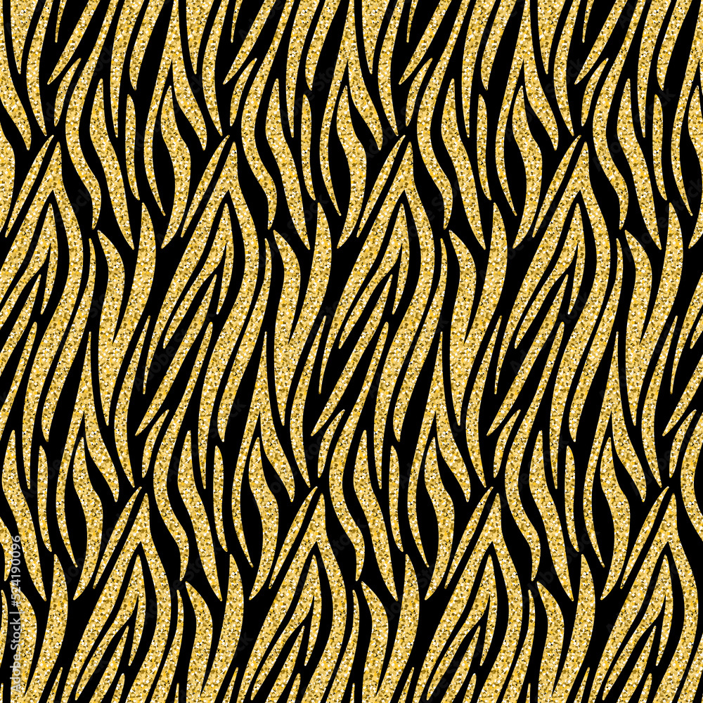 Gold zebra skin imitation, animalistic seamless pattern black gold shimmer s background for design Gold zebra skin imitation, animalistic seamless pattern black gold shimmer s background for design