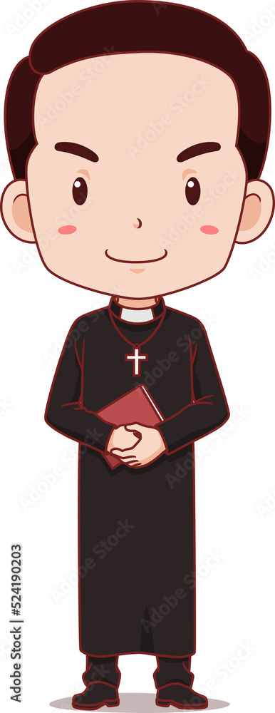 Cartoon character of catholic priest. Cartoon character of catholic priest.