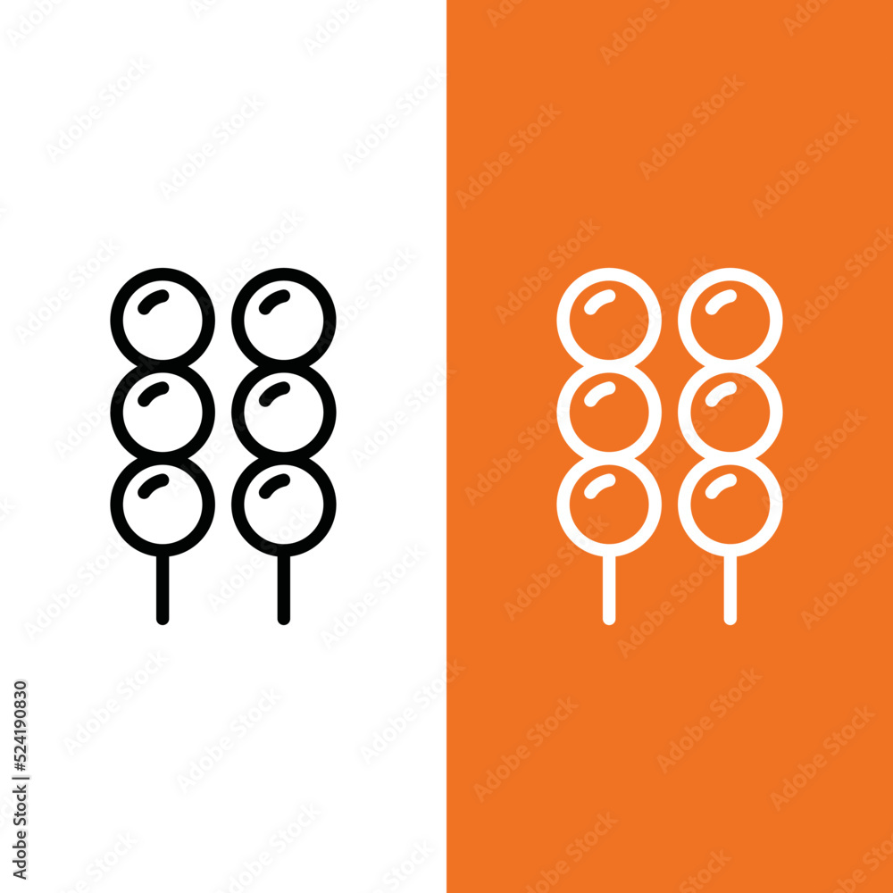 Dango Vector Icon in Outline Style. a Japanese dumpling made from rice flour mixed with uruchi rice flour and glutinous rice flour. Vector illustration icon can be used for an app, website, or logo Dango Vector Icon in Outline Style. a Japanese dumpling made from rice flour mixed with uruchi rice flour and glutinous rice flour. Vector illustration icon can be used for an app, website, or logo