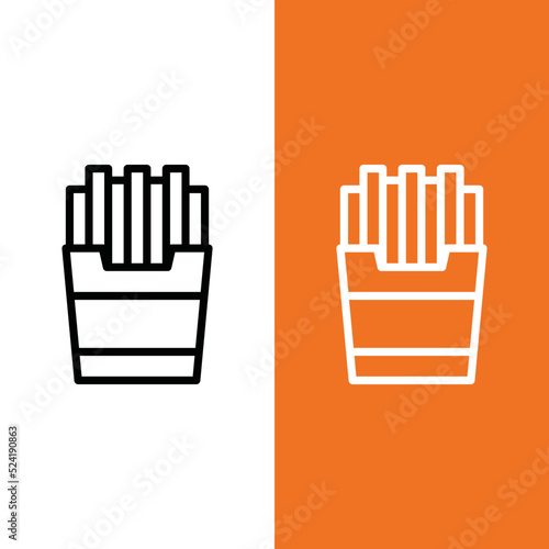 French Fries Vector Icon in Outline Style. French Fries is a dish made of potato wedges deep-fried in hot cooking oil. Vector illustration icon can be used for an app, website, or part of a logo.