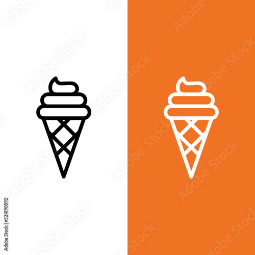 Ice Cream Vector Icon in Outline Style. Ice cream is a sweetened frozen food typically eaten as a snack or dessert. Vector illustration icon can be used for an app, website, or part of a logo.