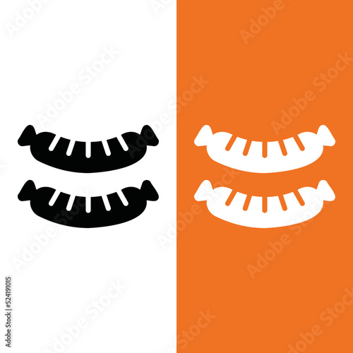 Sausage Vector Icon in Glyph Style. A sausage is a type of meat product usually made from ground meat, often pork, beef, or poultry, along with salt, spices and other flavourings. Vector illustration.