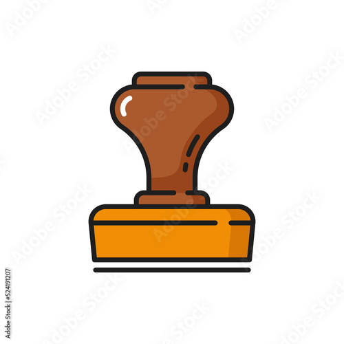 Stamp seal icon for notary, justice and legal service, lawyer and notarial office vector symbol. Notary certification stamp for legislation and juridical firm or advocate consulting service
