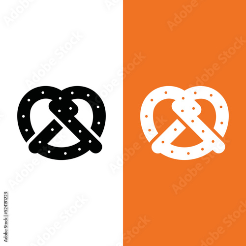 Pretzel Vector Icon in Glyph Style. Pretzel, a brittle, glazed-and-salted cracker of German or Alsatian origin. Vector illustration icon can be used for an app, website, or part of a logo.