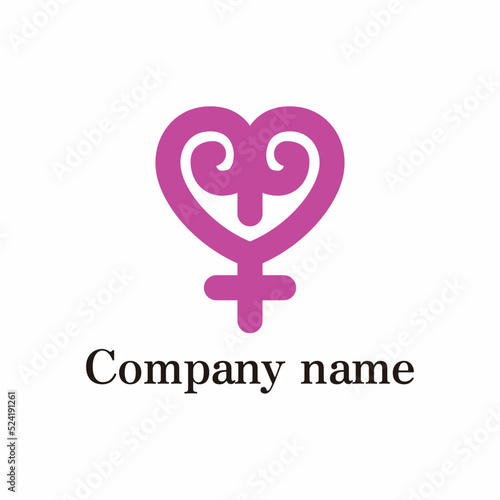 The composition of the logo: a mirror of Venus, a symbol of a woman and a floral ornament. White background.