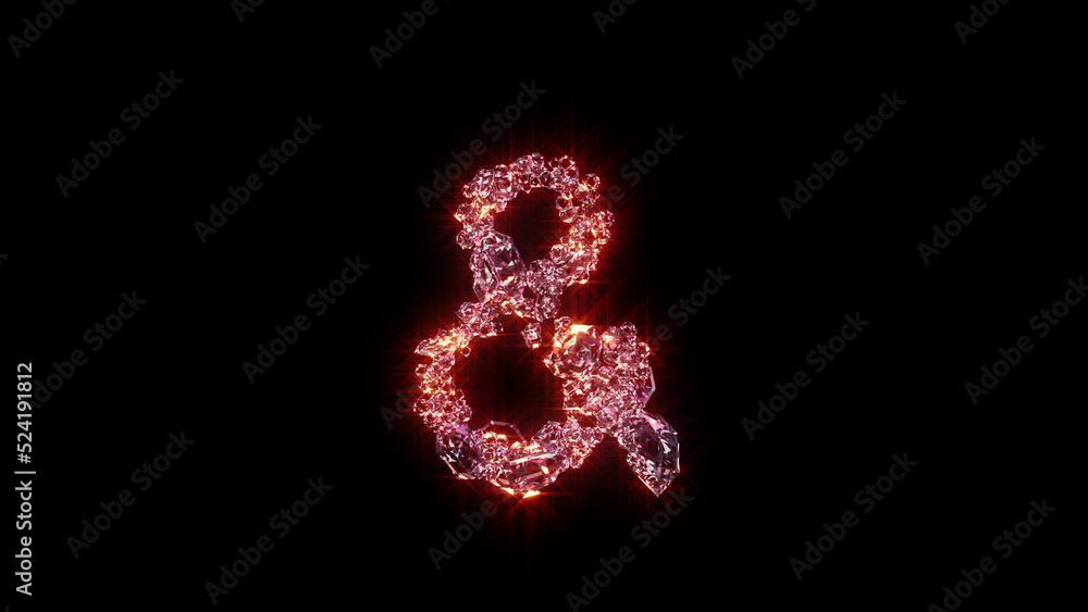 bright red lighting luxury gems font - ampersand, isolated - object 3D rendering bright red lighting luxury gems font - ampersand, isolated - object 3D rendering