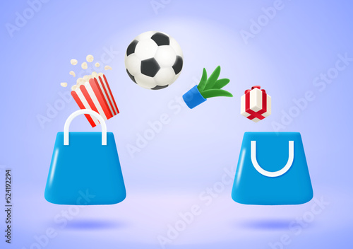 Making purchase in online shop. 3d vector illustration