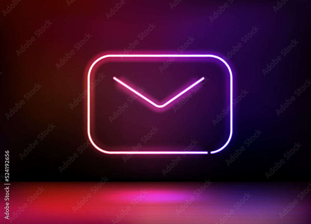 Neon glowing mail icon. 3d vector illustration Neon glowing mail icon. 3d vector illustration