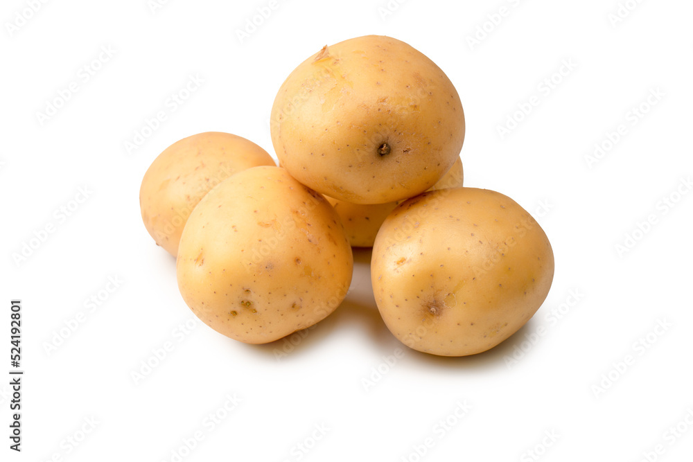 A group of fresh tasty potato isolated on white background. A group of fresh tasty potato isolated on white background.