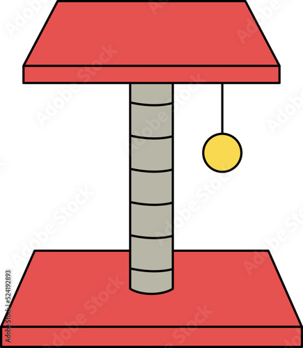 Vector illustration of cat scratching post on white background.