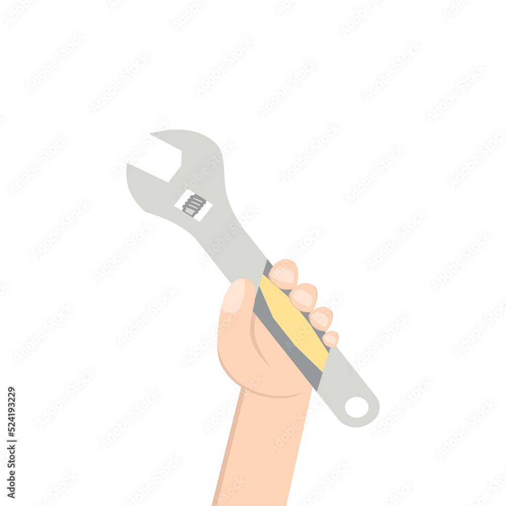 Hand Holding Wrench Left Handed Construction Tools Hand Holding Wrench Left Handed Construction Tools