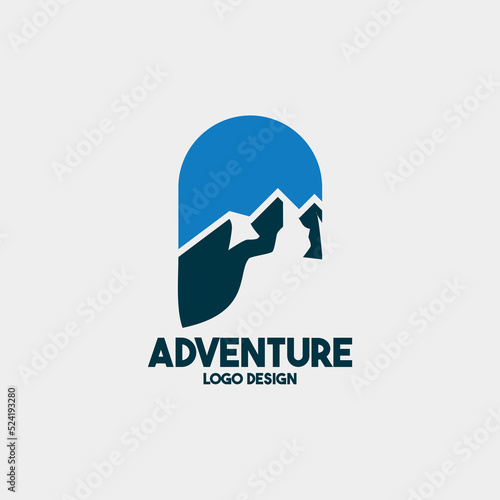 mountain logo illustration, hills, nature, natural scenery vector design.