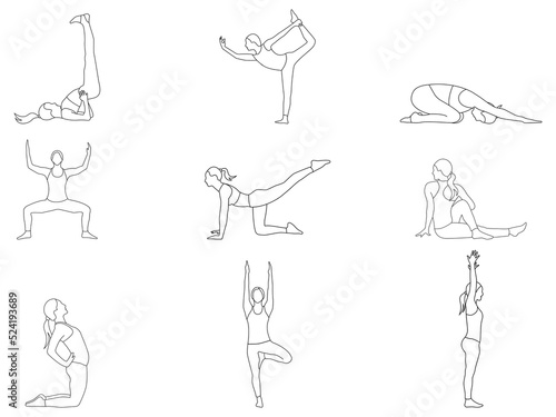 Yoga poses line art Images