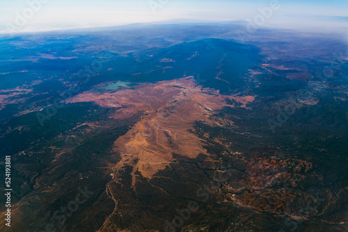 Aerial view of Palomar Mountain and Lake Henshaw in California