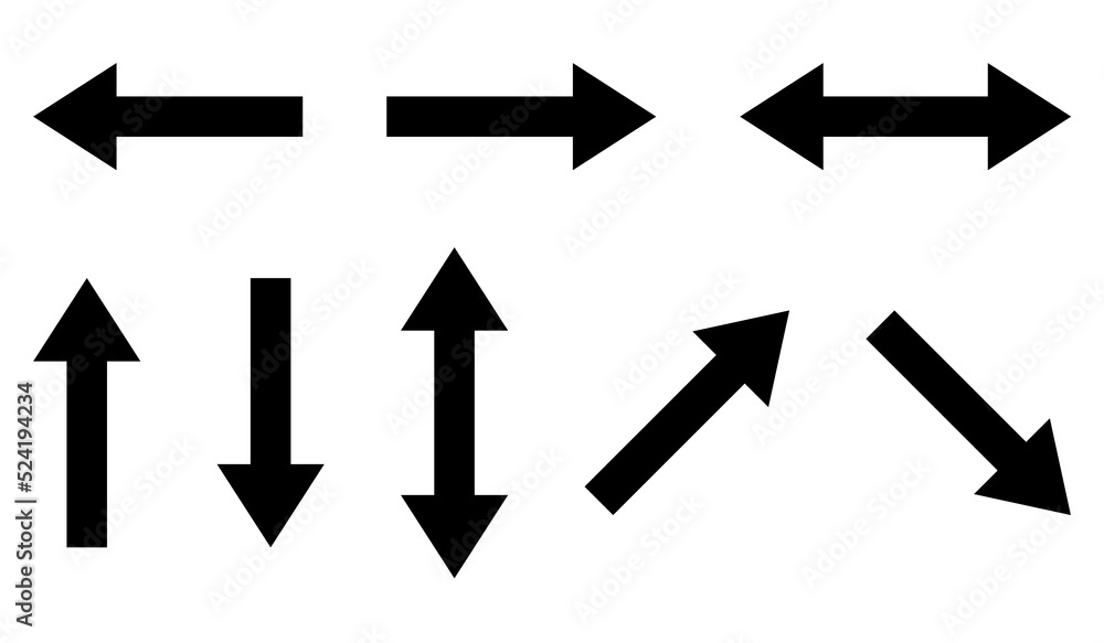 Pfeil Sammlung in schwarz - oben, unten, rechts, links und diagonal Pfeil Sammlung in schwarz - oben, unten, rechts, links und diagonal