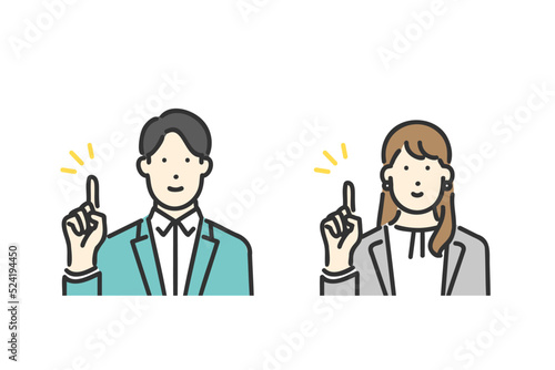 顧客に説明をするビジネスパーソンのイメージイラスト素材