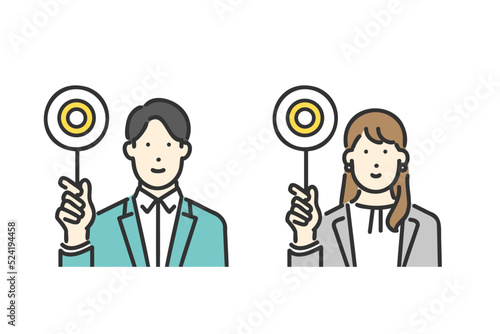 顧客に説明をするビジネスパーソンのイメージイラスト素材
