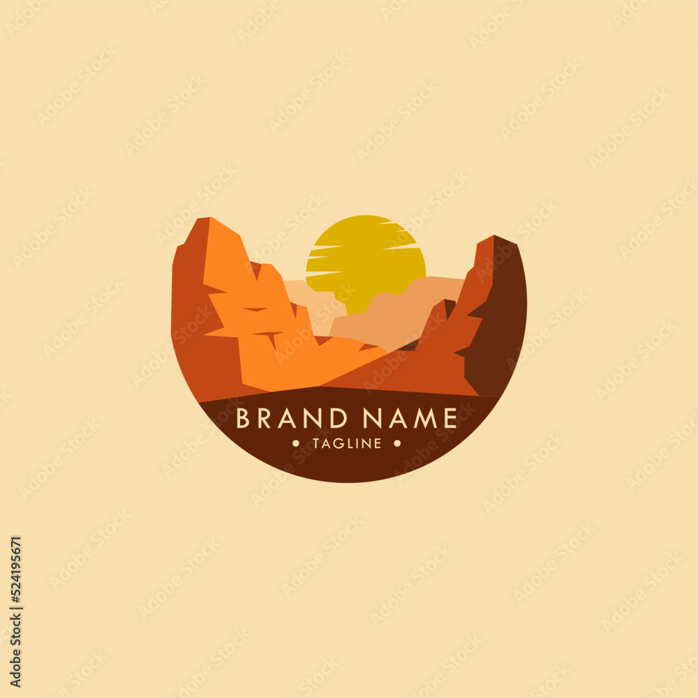 mountain logo illustration, hills, nature, natural scenery vector design.