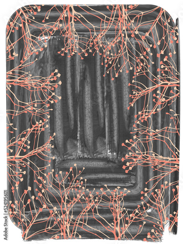 branches background hand drawn illustration with watercolor brush strokes
