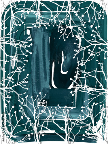 branches background hand drawn illustration with watercolor brush strokes
