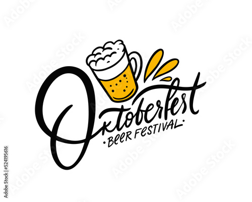 Oktoberfest hand drawn vector lettering logo. Modern create calligraphy phrase.