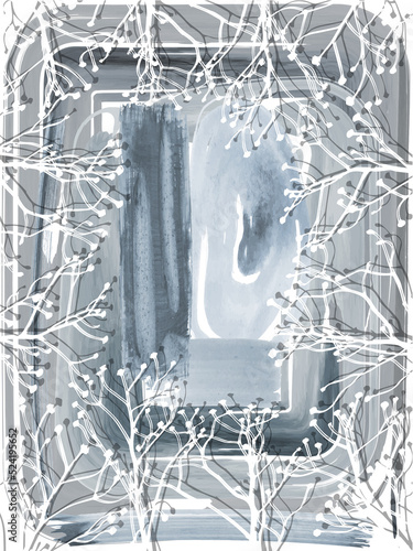 branches background hand drawn illustration with watercolor brush strokes