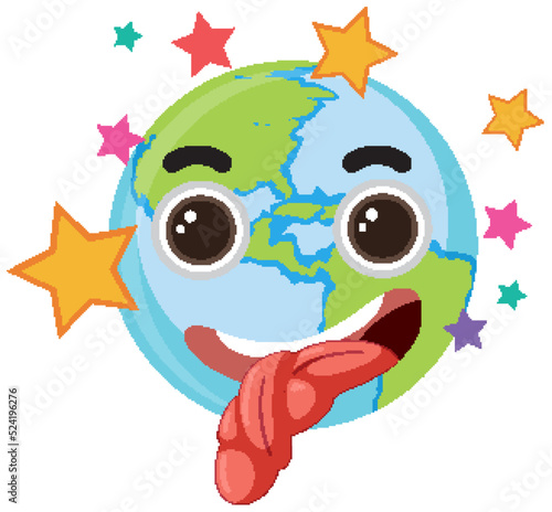 Isolated earth with playful expression