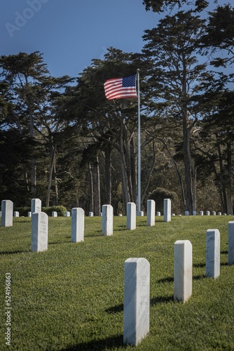 National cemetery headstone in San Francisco of fallen United States Military photo