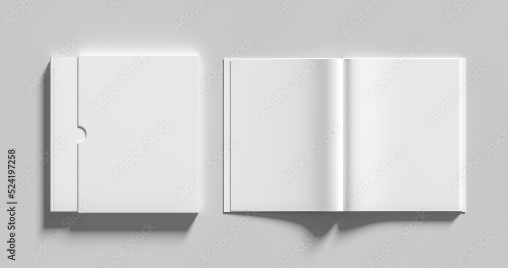 Slipcase book mock up isolated on white background. 3D illustration. Slipcase book mock up isolated on white background. 3D illustration.