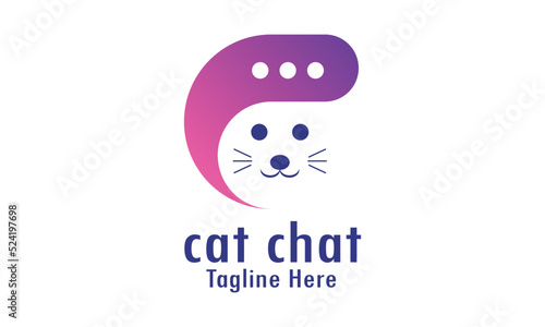 This logo is suitable for companies engaged in communications. with a cat's head symbol, cat shape chatting logo