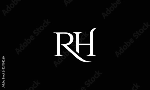Alphabet letter RH monogram logo. vector design