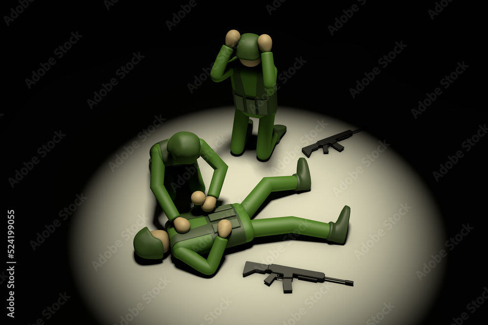 wounded soldier. Give first aid. Soldiers fighting on the battlefield. attack with a weapon. the scene of war. wounded soldier. Give first aid. Soldiers fighting on the battlefield. attack with a weapon. the scene of war.