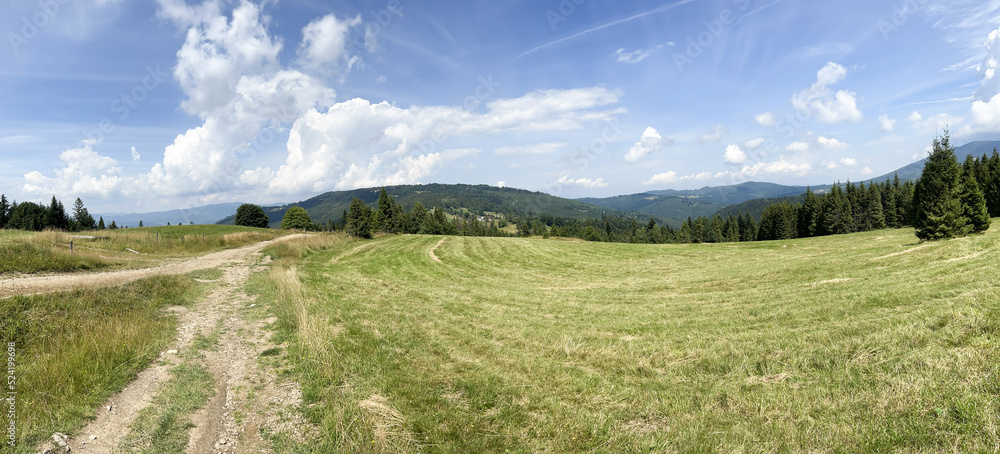 Mountain view in Beskid Zywiecki in Poland, area of Hala Boracza