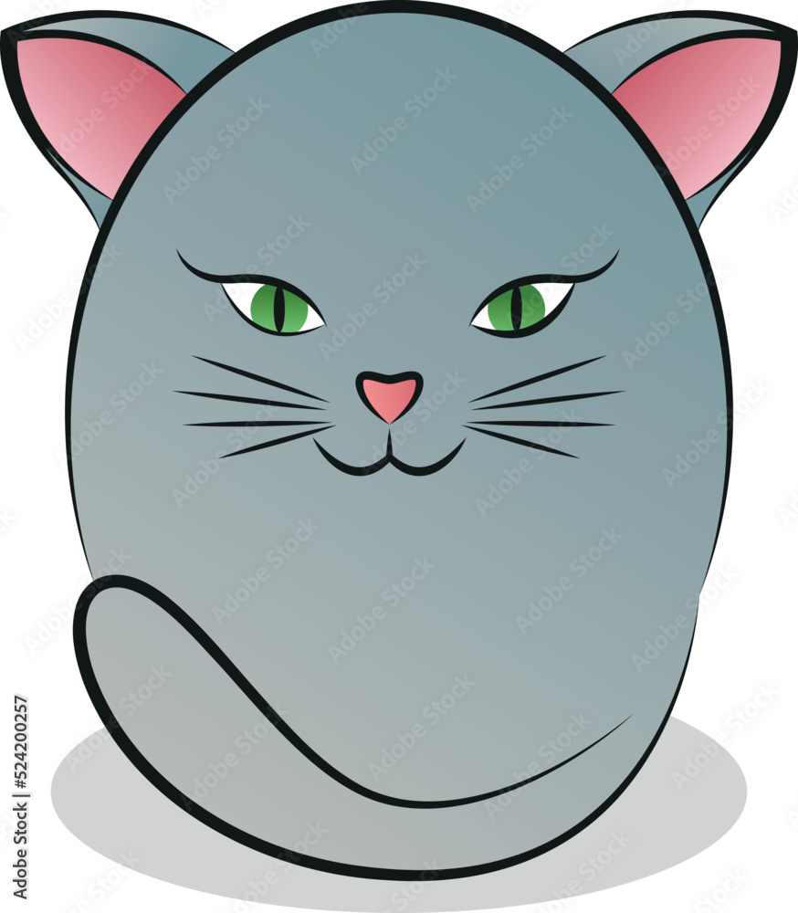 Fototapeta premium Abstract sticker images of a rounded cute cat.