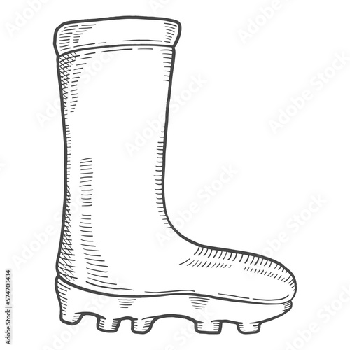 fishing boot isolated doodle hand drawn sketch with outline style