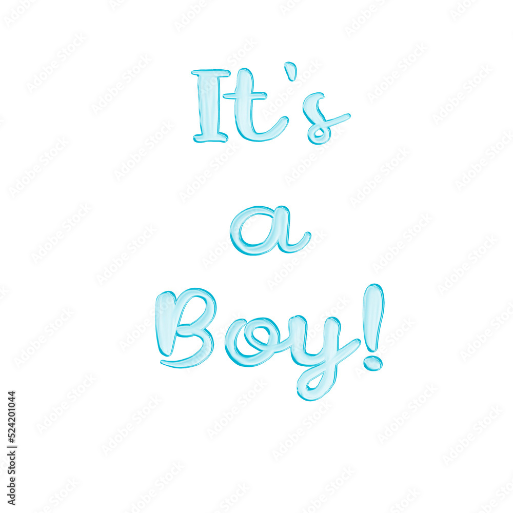 Fototapeta premium It's a boy hand drawn lettering. Blue color quote It's a boy isolated on a white background. Trendy lettering for expectants of a boy. Design for a baby shower, gender parties and baby shower.