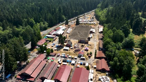 Wide establishing aerial shot of the county fair on Whidbey Island. photo