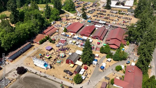 Establishing drone shot of a county fair in rural America. photo