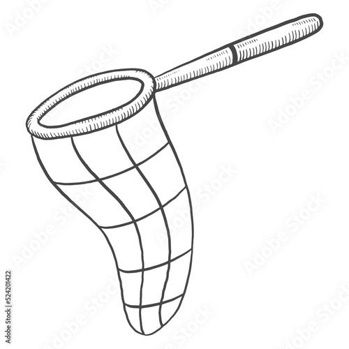 fishing net catch isolated doodle hand drawn sketch with outline style