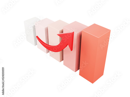 棒グラフ　立体　上昇