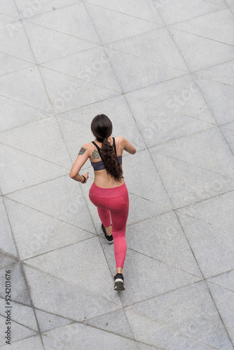 Asian women running outdoors