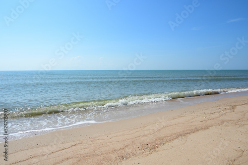 sea and sand with blue sky  natural background