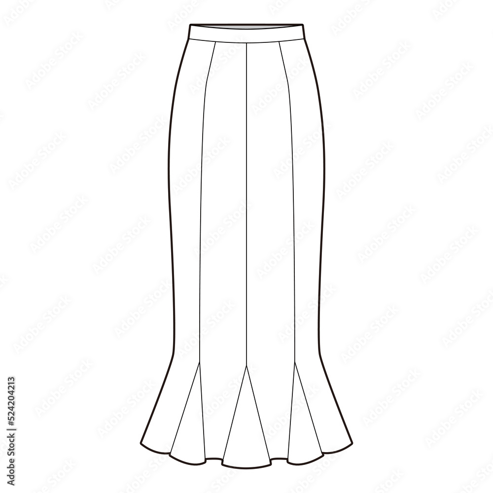 Mermaid skirt Skirt Flat Drawing Fashion Flat Sketches Mermaid skirt Skirt Flat Drawing Fashion Flat Sketches