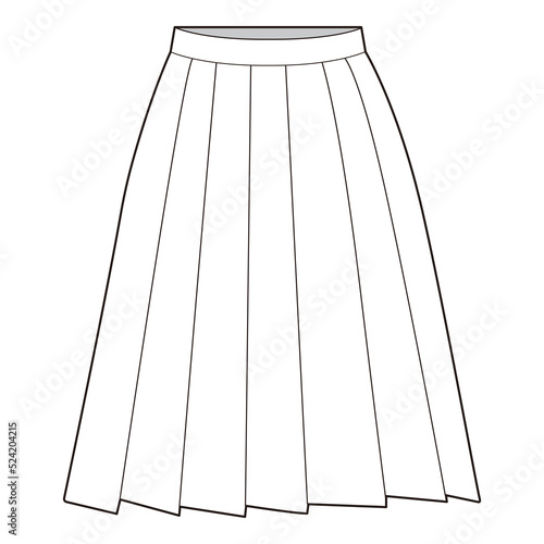 Pleats skirt Skirt Flat Drawing Fashion Flat Sketches