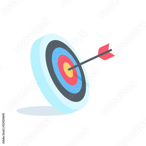 Arrows shot to the center of the target. business goal setting concept