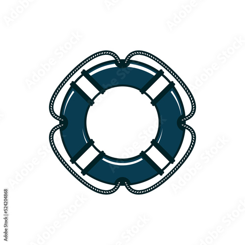 Rescue life belt isolated lifeboat buoy. Vector monochrome safety ring, lifesaver float, subject to save life on water, traveling and adventure symbol. Survival help aid, ship safety equipment